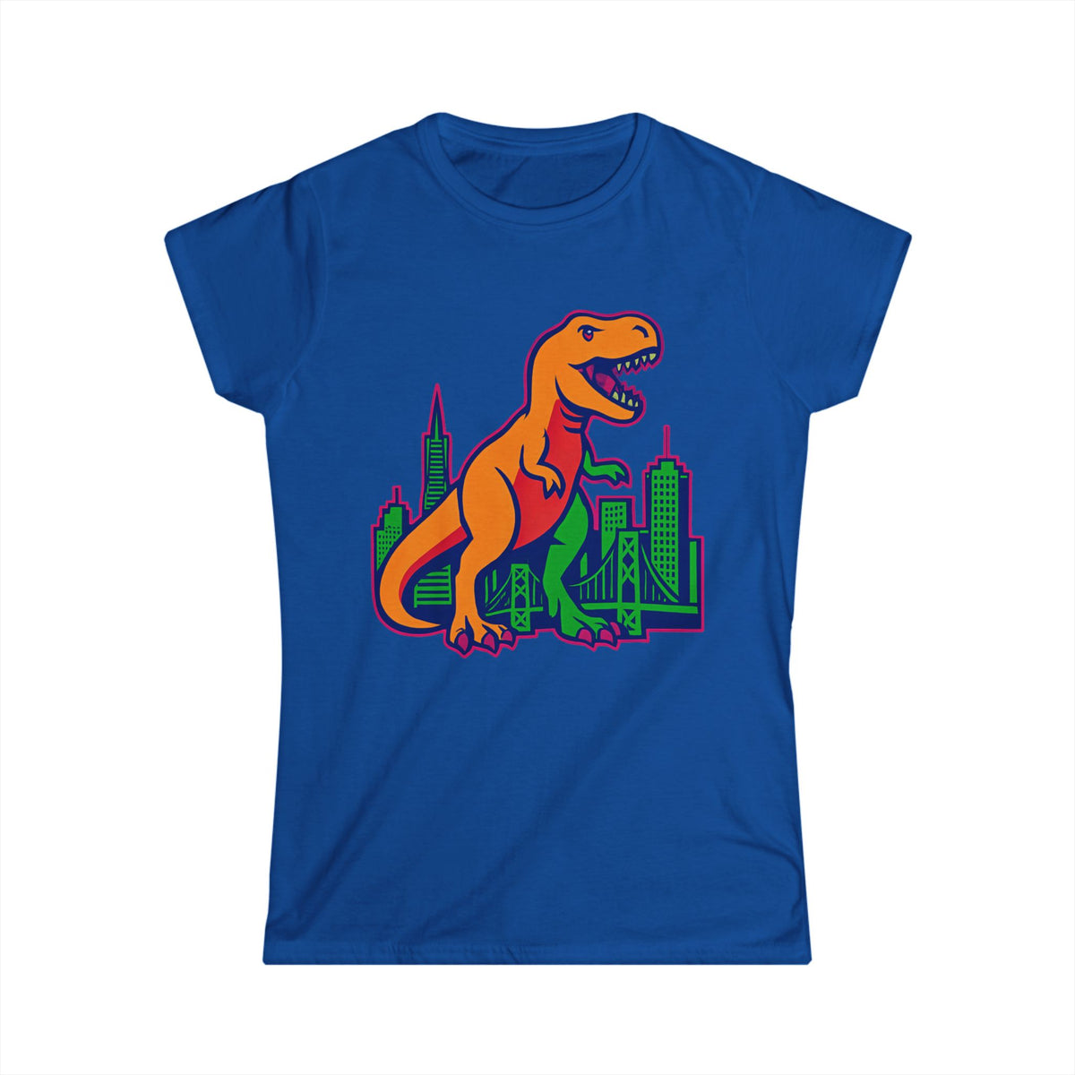 T‑Shirt — Retro Orange T‑Rex Cityscape Graphic Tee