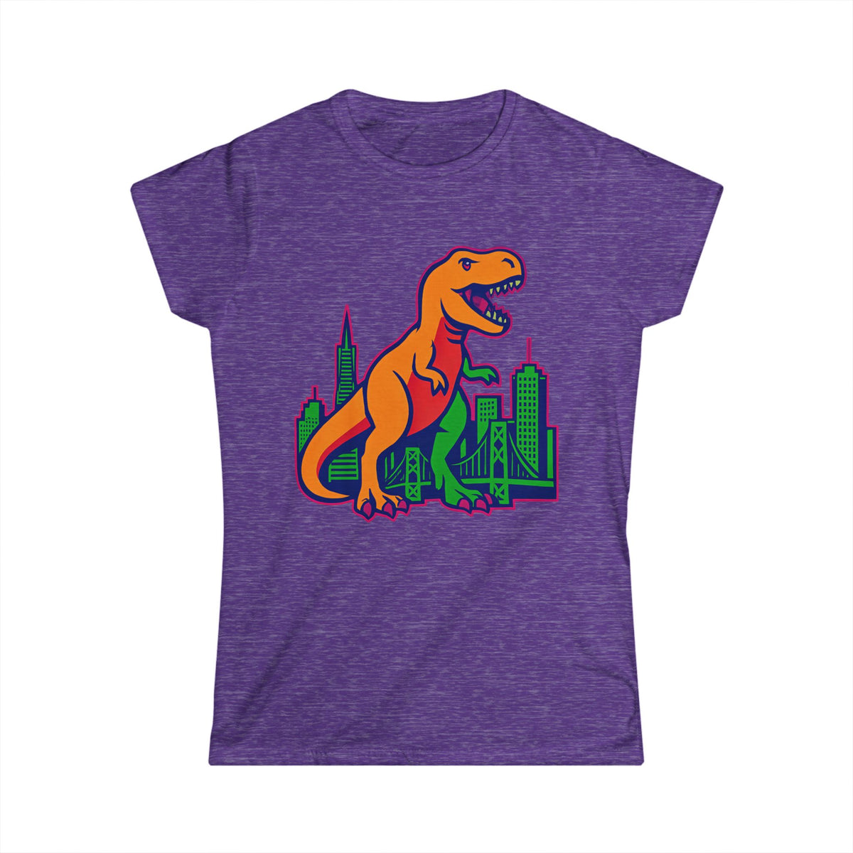 T‑Shirt — Retro Orange T‑Rex Cityscape Graphic Tee